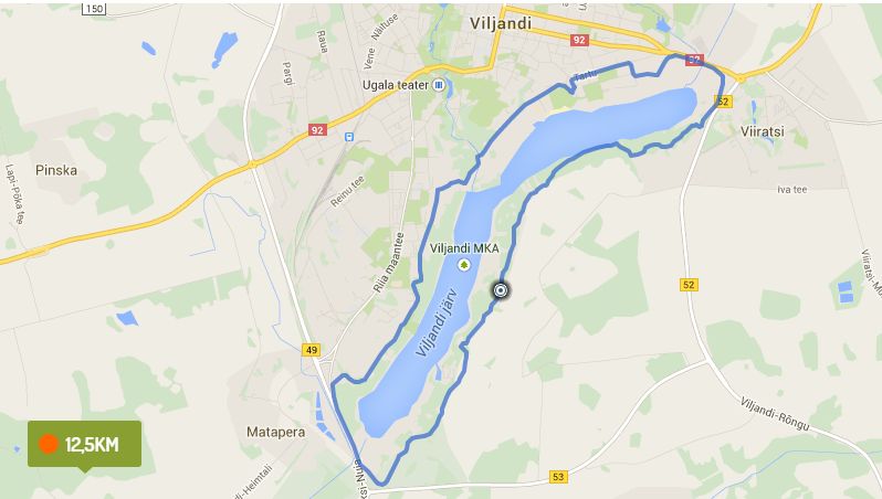 Viljandi lake walking route.