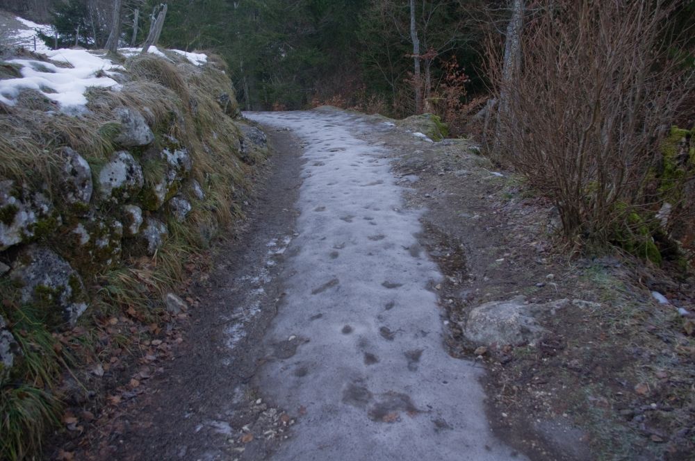 There was some snow and ice on the path
